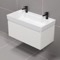 Double Floating Bathroom Vanity, Modern, 40